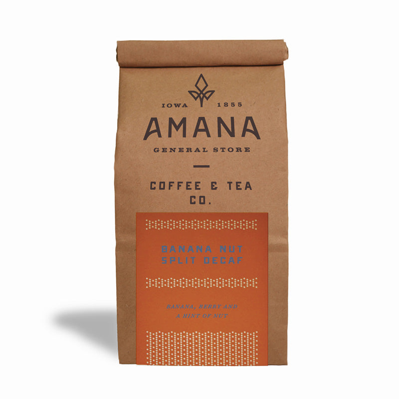 bag of amana banana nut split decaf coffee