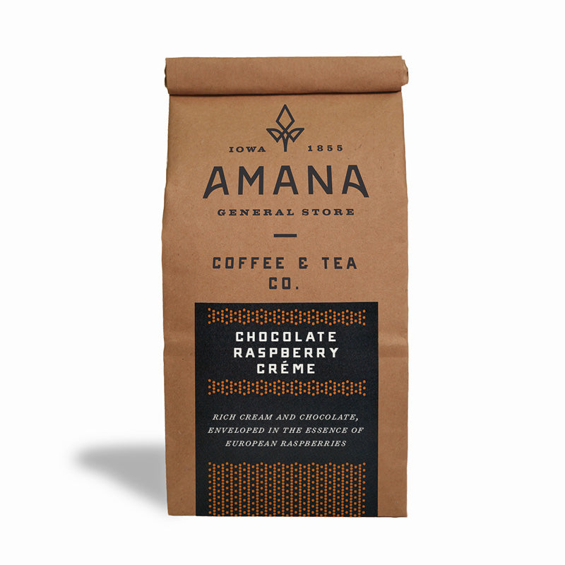 bag of amana chocolate raspberry creme coffee