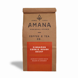 bag of amana cinnamon cookie dough decaf coffee