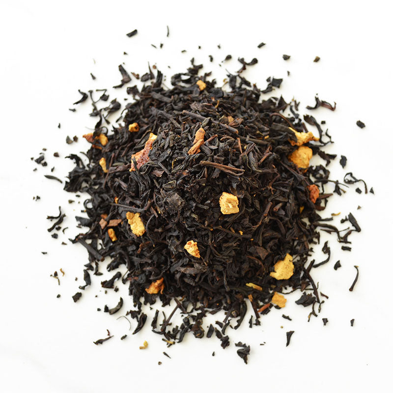 texture of cinnamon orange loose leaf black tea