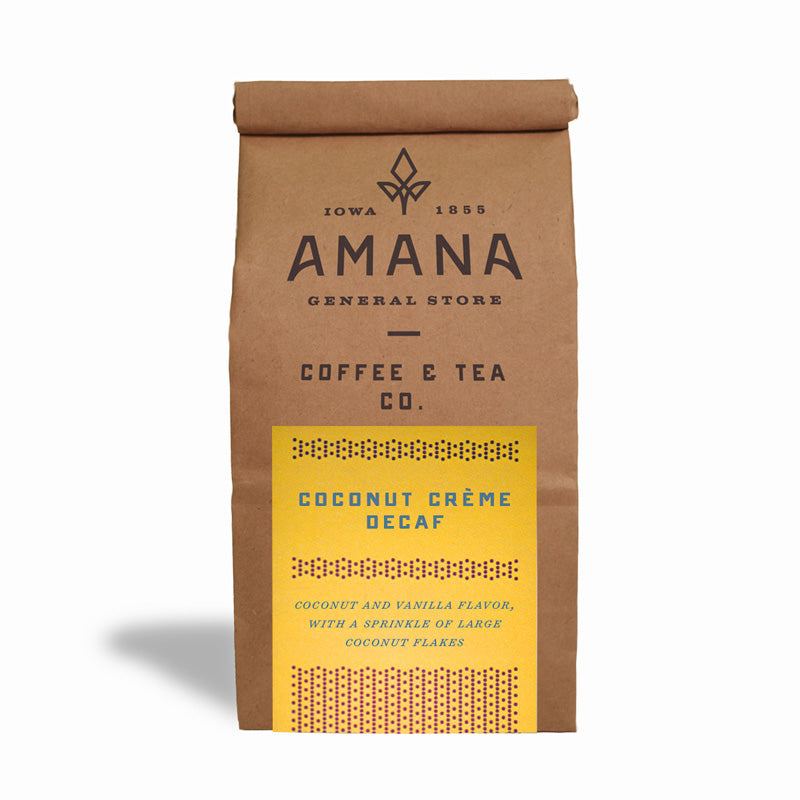 bag of amana coconut creme decaf coffee