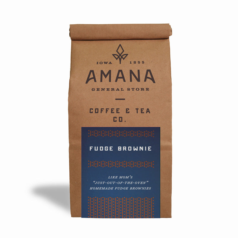 bag of amana fudge brownie coffee