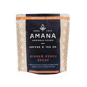 bag of amana ginger peach decaf tea