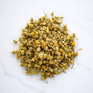 texture of herbal chamomile loose leaf herbal tea