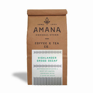 bag of amana highlander grogg decaf coffee