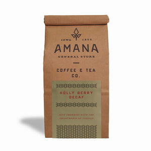 bag of amana holly berry decaf coffee