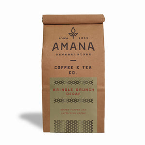 bag of amana kringle krunch decaf coffee