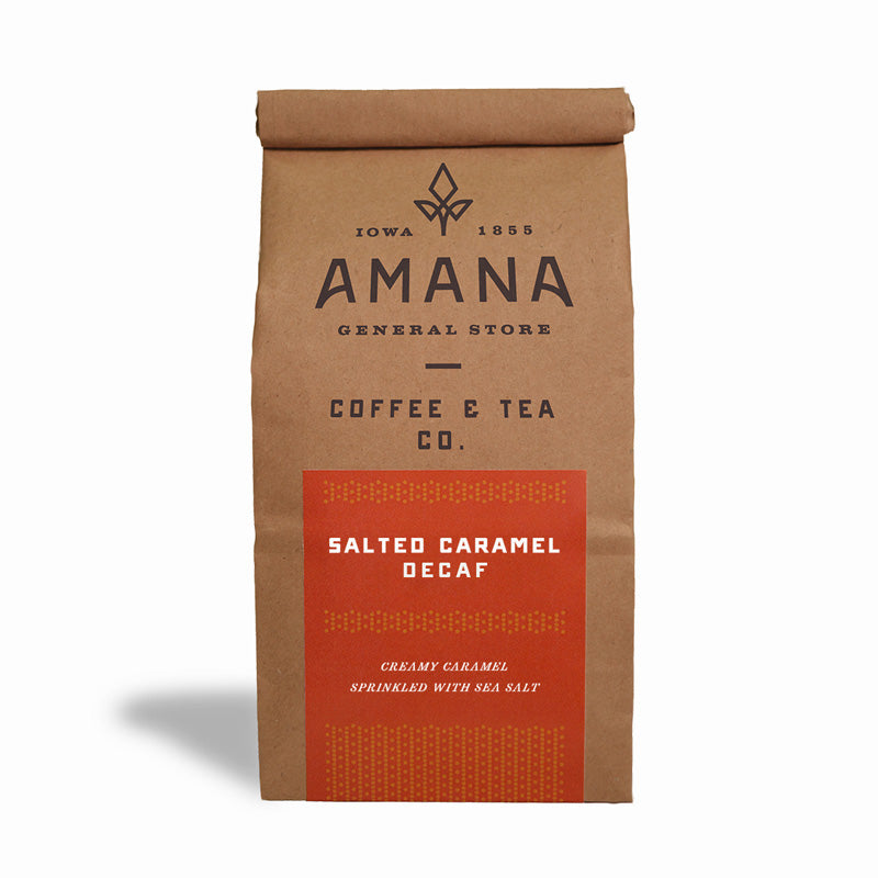 bag of amana salted caramel decaf coffee