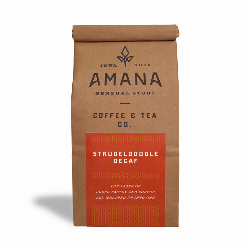 bag of amana strudeldoodle decaf coffee