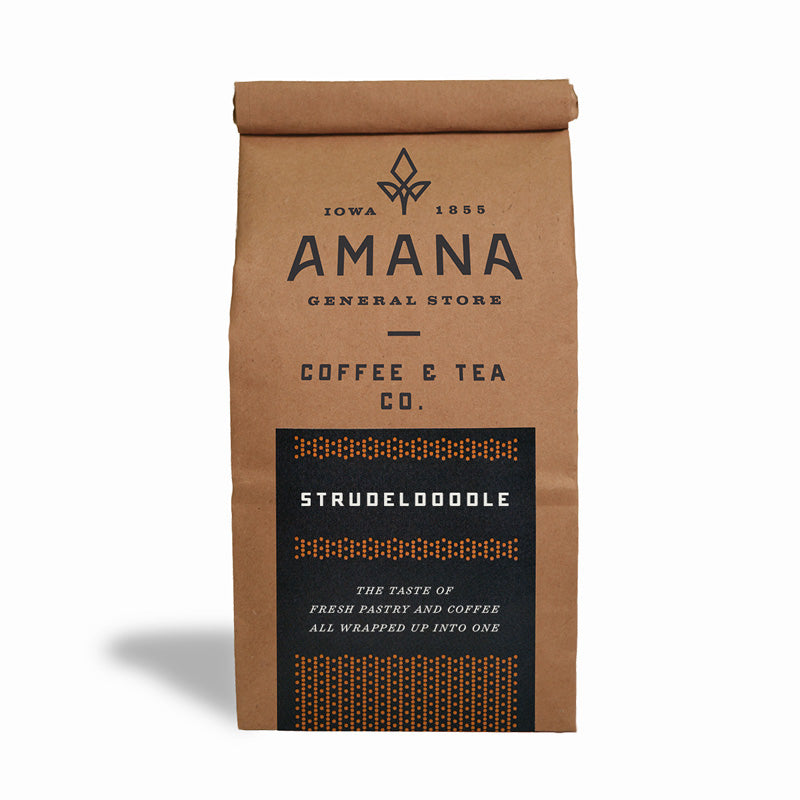 bag of amana strudeldoodle coffee